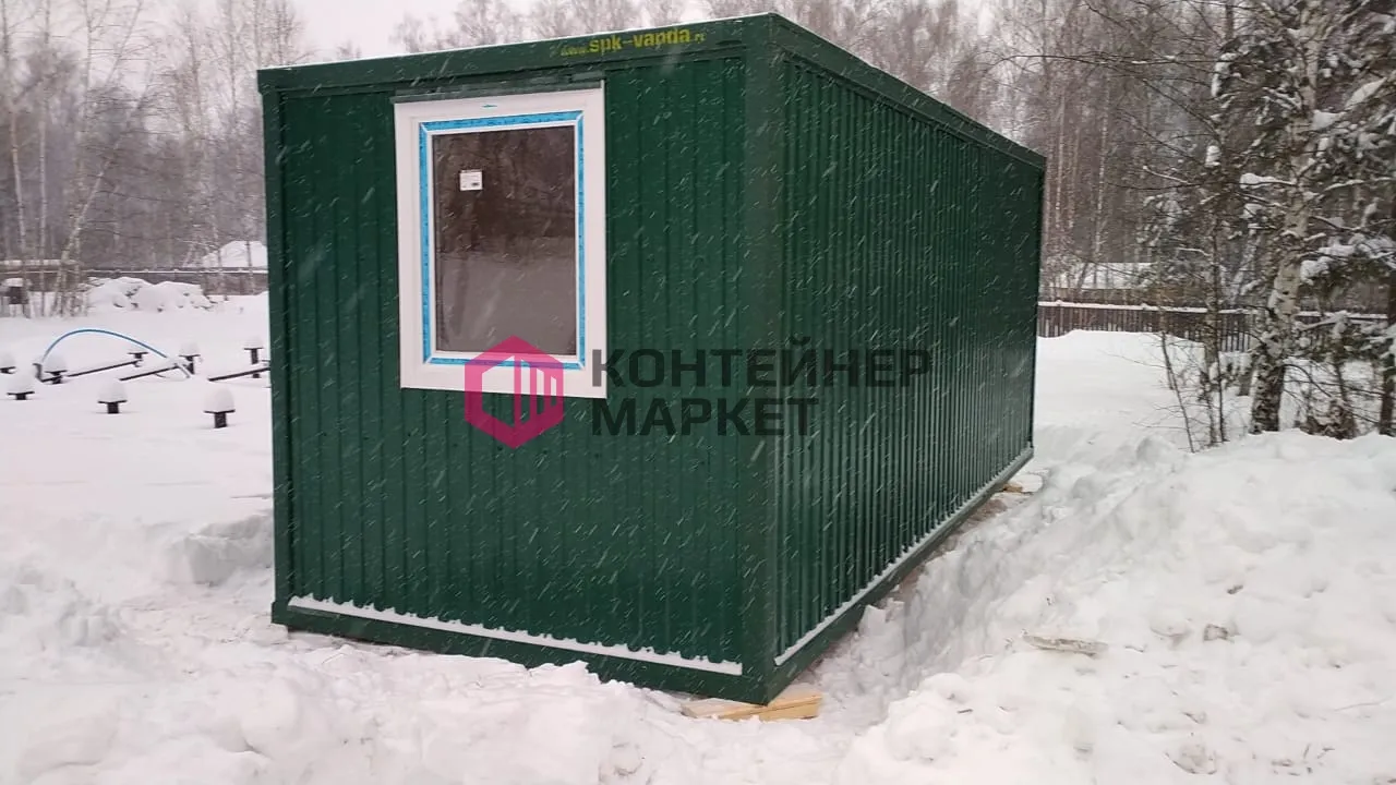 Блок контейнер раздевалка, с тамбуром 5,85х2,4 - Вагонка деревянная